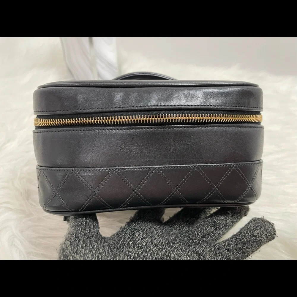 Lambskin Vanity Cosmetic Case Black #2 - Picture 3 of 15